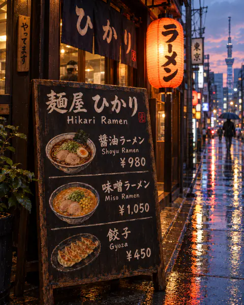 Menú de ramen bilingüe: GPT Image 2.5 Flare