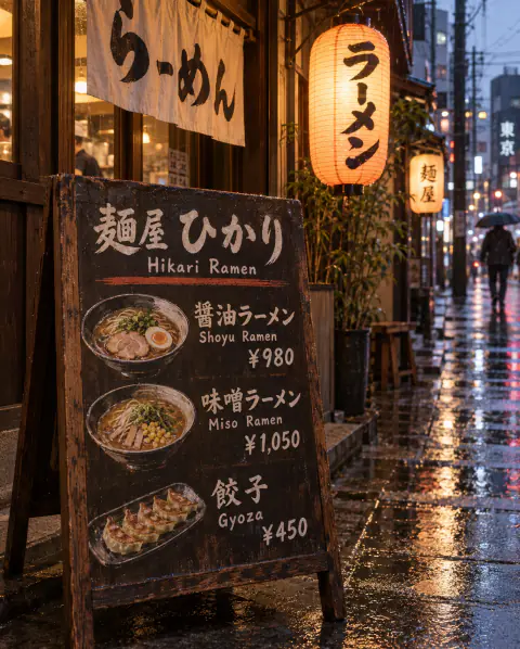 Menú de ramen bilingüe: GPT Image 2.5 Sunburst