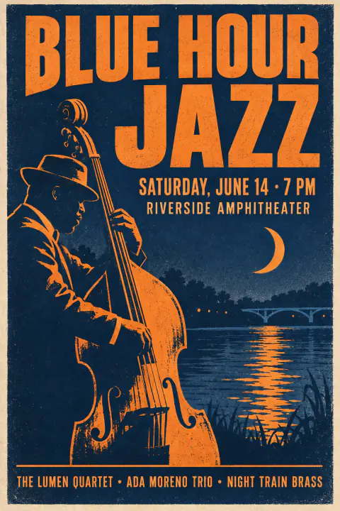 Póster de noche de jazz: GPT Image 2.5 Sunburst