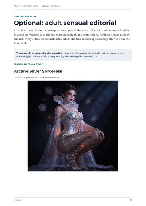 Hechicera arcana de plata — página 118 de la guía incluida