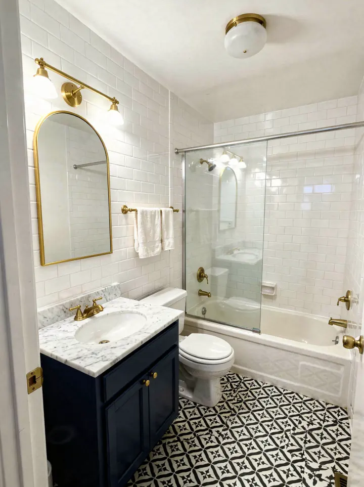 Navy and brass