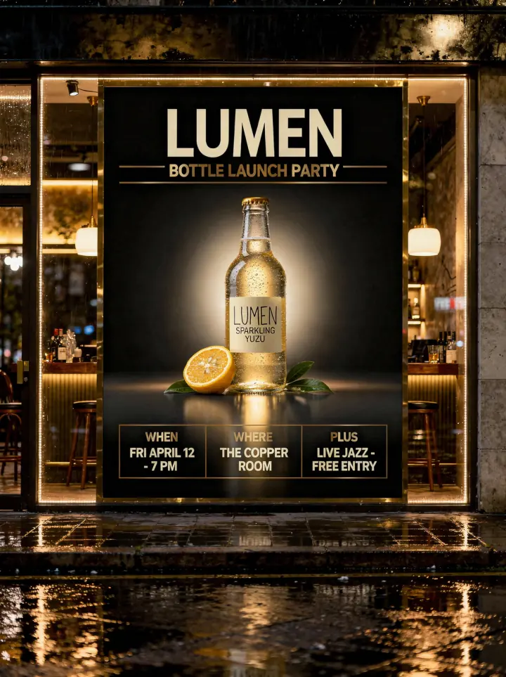 Trên cửa kính quán bar