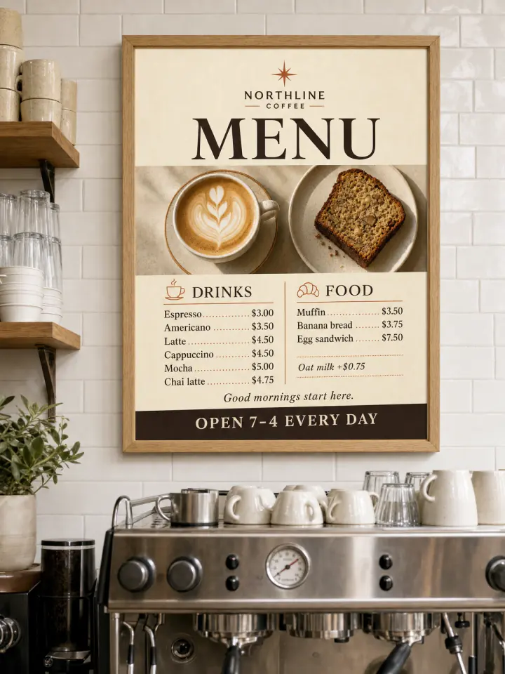 Phía trên quầy pha chế espresso